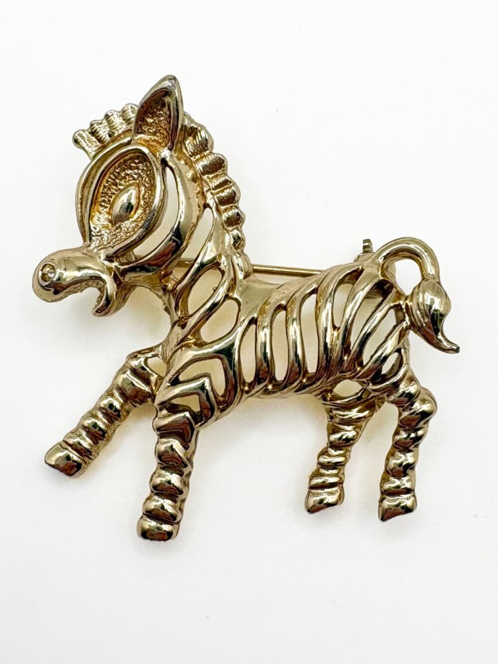 Vintage Sarah Coventry Gold Tone Zebra Brooch